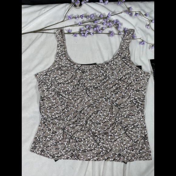 NWT Alex Evenings‎ [PETITE sz XLP ] Textural Glitter Print Tank Top in Beige - Picture 6 of 11